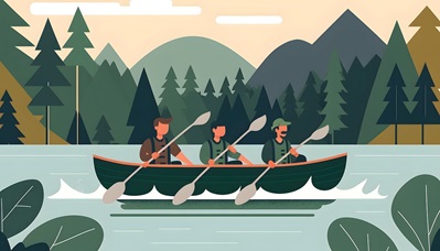 image of a team rowing a boat together, representing service desk culture refinement